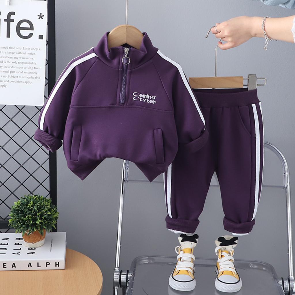 Kinder Halb-Reißverschluss Sweatshirt und Hose Zweiteiler