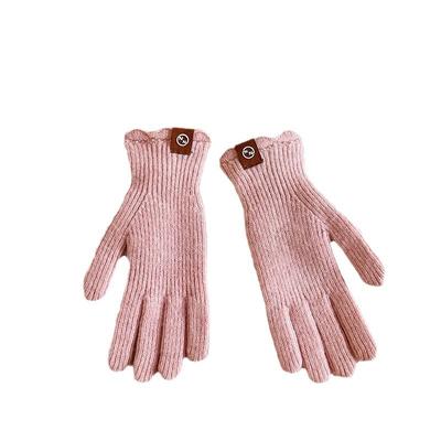 Neue Herbst- und Winterspitze Kaschmir Gestrickte Warme Handschuhe für Damen mit Niedlichen Fünffinger-Fingerlosen Touchscreen Einfarbig