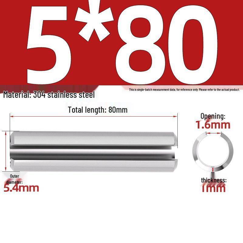 304 Stainless Steel Slotted Spring Pin, Cylindrical Shaft Pin, Locating and Hollow Pin (M5-M12)