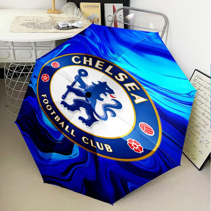 1PC Chelsea Fc Printed Umbrella Folding umbrella, automatic umbrella 8-Frame for Travel, camping Fan gifts Christmas Gifts