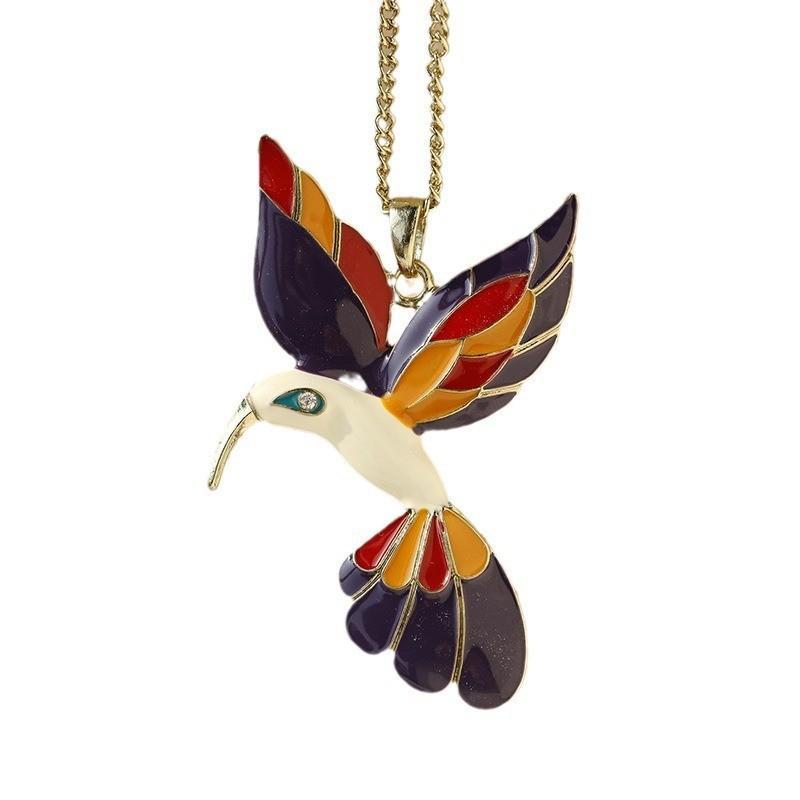 Enamel Bird Parrot Pendant Necklaces Vivid Color Design Sparkly Alloy Rhinestone Details Daily Wear Gifts For Women
