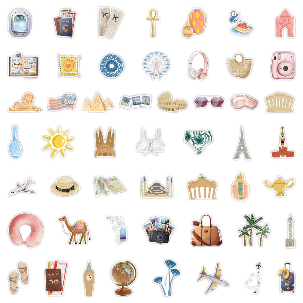 50 Vacation Travel Graffiti Stickers Car Mobile Phone Computer Decoration Stickers Waterproof Creative Children Cartoon Stickers