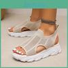 Breathable Womens Sandals Knit Platform Peep Toe Hollow Out Slip On Shoes Casual Outdoor Slingback Sandals