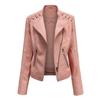 Women Ladies Lapel Motor Jacket Coat Zip Biker Short Punk Cropped Tops