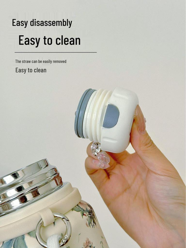 Floral Chinese-Style 316 Stainless Steel Insulated Tea Infuser Cup with Water Separation