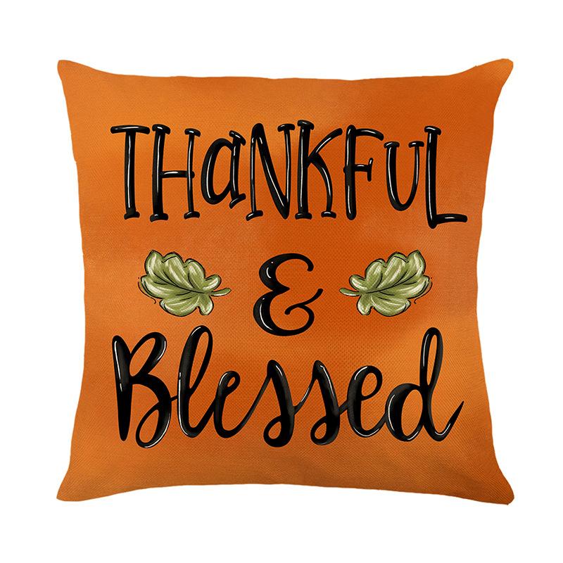 1pc Orenge Pumpkin Themed Cushion Cover Soft Cozy Cover Fall Themed Pillowcase for Living Room Couch Decoration