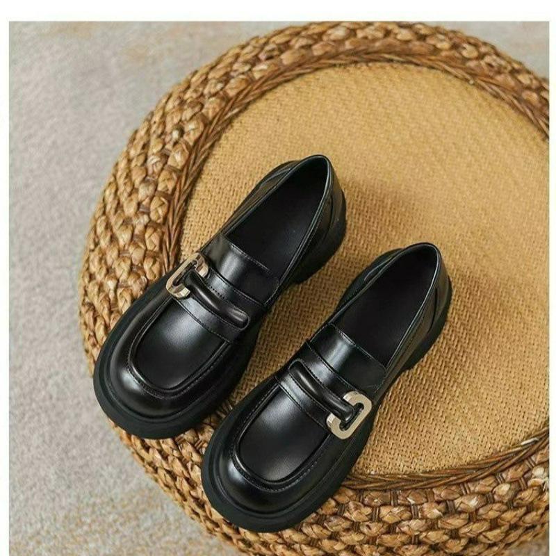 

Платформа-взрыв интернет-знаменитости, лоферы женские 2025 осень, новые универсальные туфли-лодочки с открытым верхом, черные кожаные туфли на одном ходу 35 чёрный