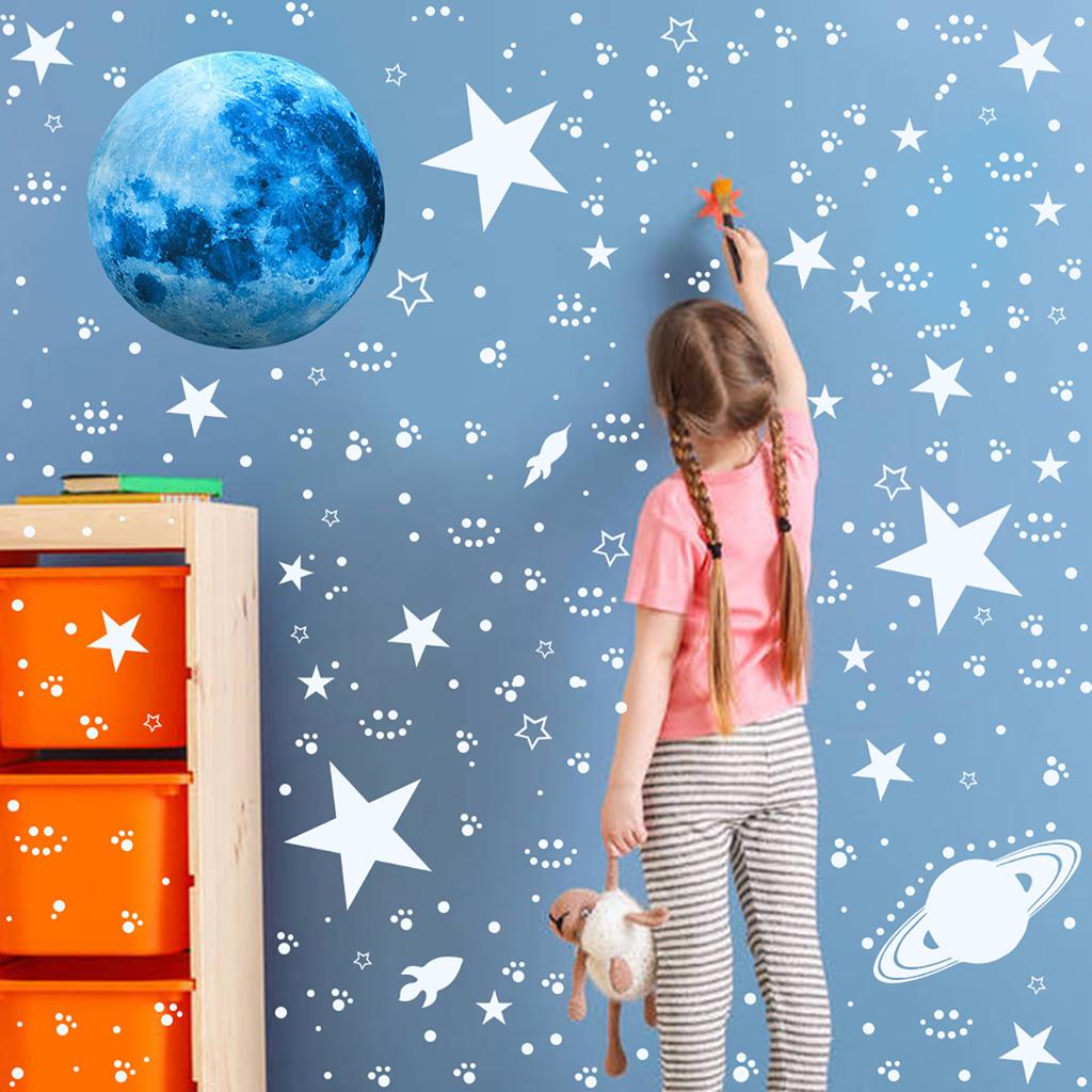 947Pc Luminous Moon Stars Wall Stickers Glow In The Dark 3D Bubble Dot Star For Kids Room Ceiling Decor Fluorescent Wall Sticker