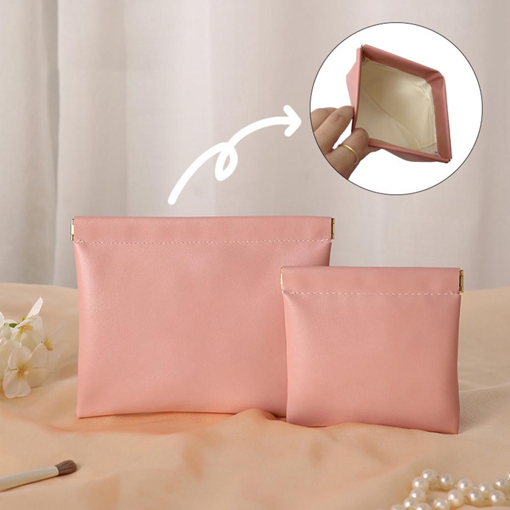 2pcs Mini Portable PU Storage Bags Automatic Closure Storage Bag Data Cable Earphones Lipstick Wallet