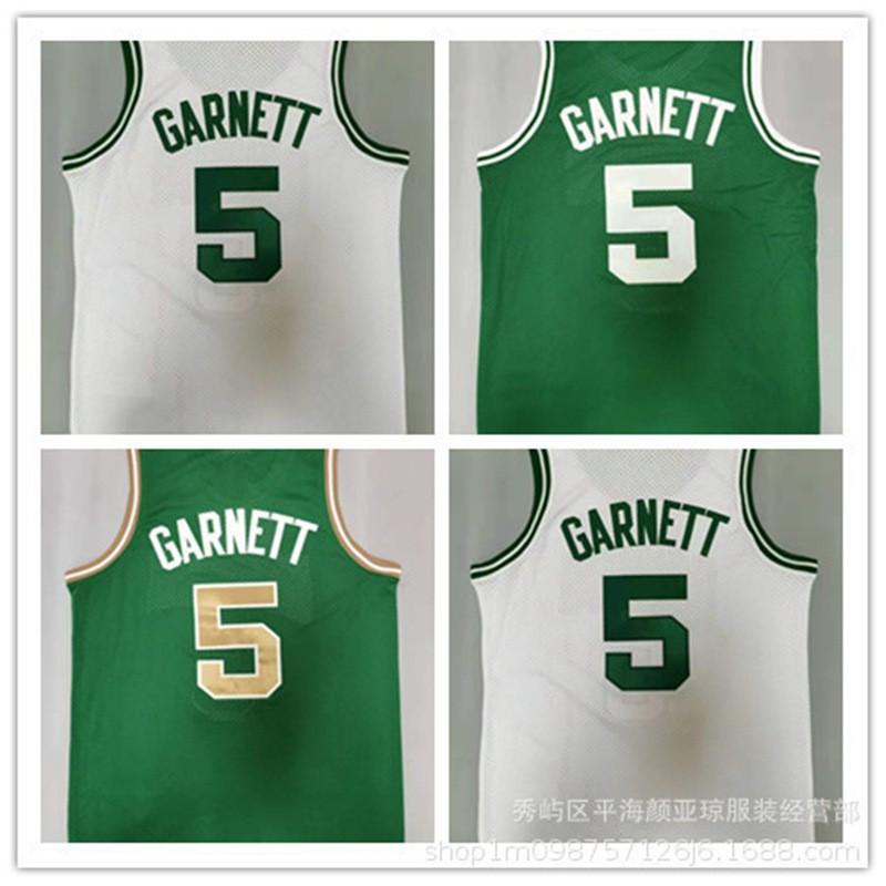 Embroidered Boston Celtics NBA Jersey 5 Kevin Garnett Mens Basketball Uniform Sportswear