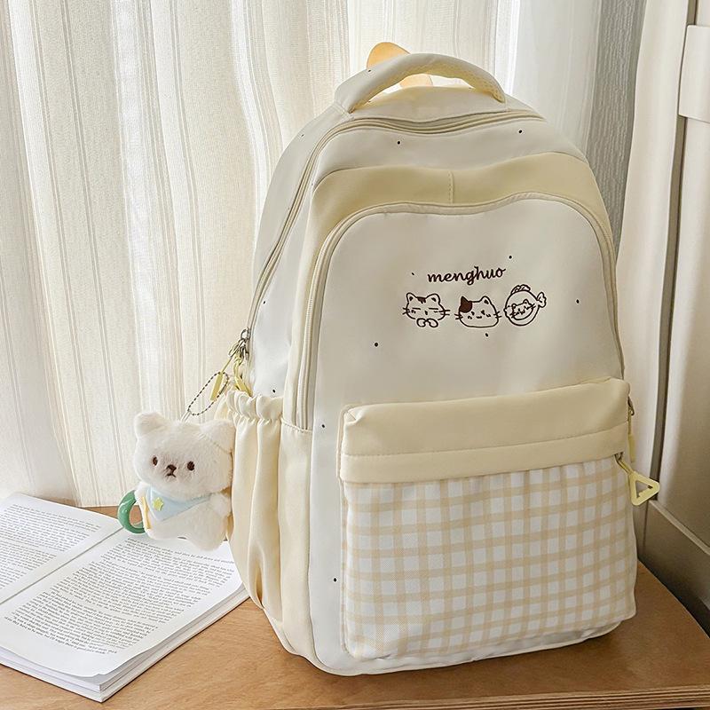 Schoolbag Lightweight Large-capacity Backpack New Japanese Ins High Value Fresh and Sweet Plaid Junior High School Student Schoolbag