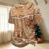 Men's Quick-Dry Neck Short Sleeve T-Shirt with Christmas Print