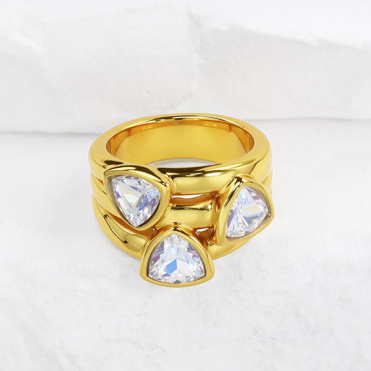 UNOde50 European & American Style Irregular Three-Color Stone Ring Size 8