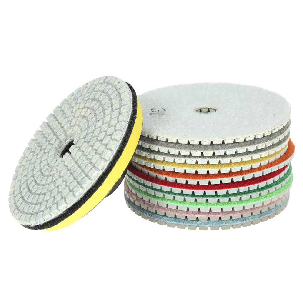 11pcs 4 Inch Diamond Wet Polishing Pads Grinding Disc + 1pc Backing Pad for Granite Marble Stone Ceramic Tile Concrete