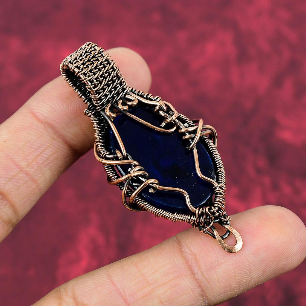 Blue Fire Labradorite Pendant Copper Wire Wrapped Gemstone Pendant Copper Jewelry Handmade Brand New Pendant Wire Wrap Jewelry Gifts For Her