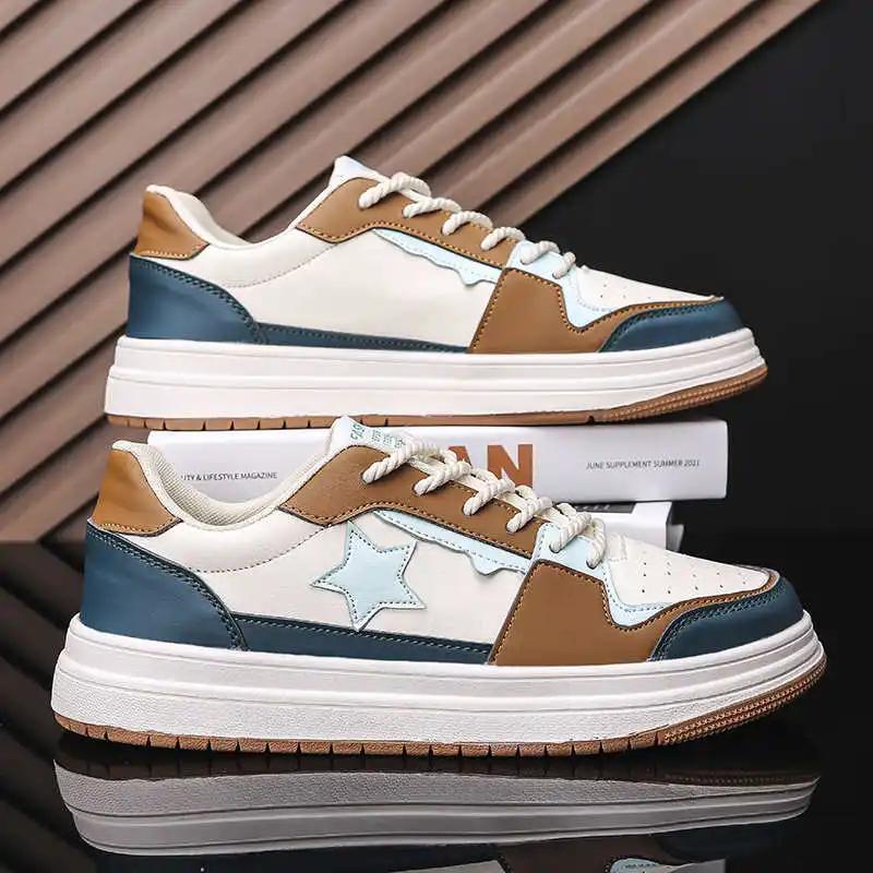Legitimate Leather Round Foot Men Cheap Original Shoes Casual All For Tourism Spring Autumn Sneakers Sports Fitness Tenid