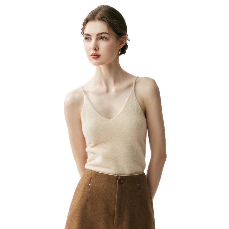 2025 Autumn/Winter V-neck Cashmere Slim-fit Vest - Women's Wool Knit Innerwear