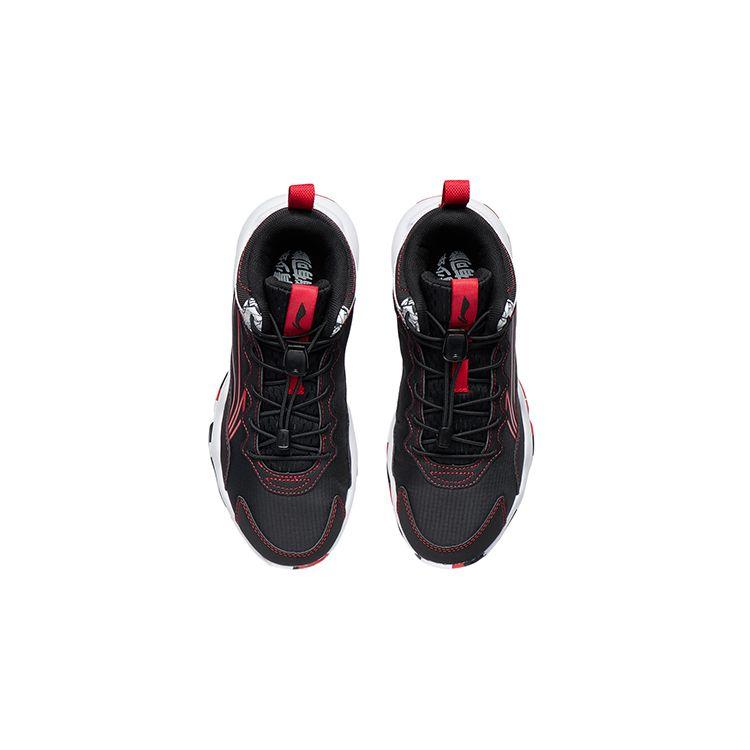 LiNing Pioneer Mid Basketball Shoes Kids Sneakers Black White Red YKBR050-1
