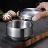 Korean Double Rice Bowl Double Stainless Steel Bowl with Lid Soup Bowl Steam Bowl Steam Cooking Bowl Small Children's Bowl Preventing Burns Korean Kit