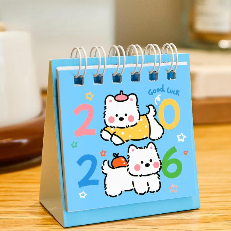 2026 Year Simple Ins Small Desk Calendar Cute Cartoon Dog Calendar Portable Pocket Calendar Schedule Desktop Decoration Gifts