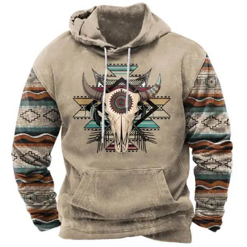 Men's Plus Size 3D Printed Western Hoodie