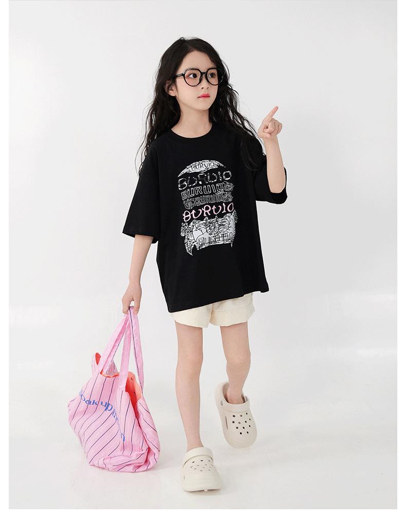 You Jia Meng Mädchen Baumwoll-Kurzarm-T-Shirt mit Aufdruck - Sommer Freizeitmode