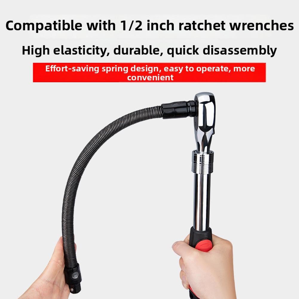 14 Inch Flexible Shaft Extension Rod 1/2 Square Drive For Confined Areas Mechanical Maintenance Garage Power Tools
