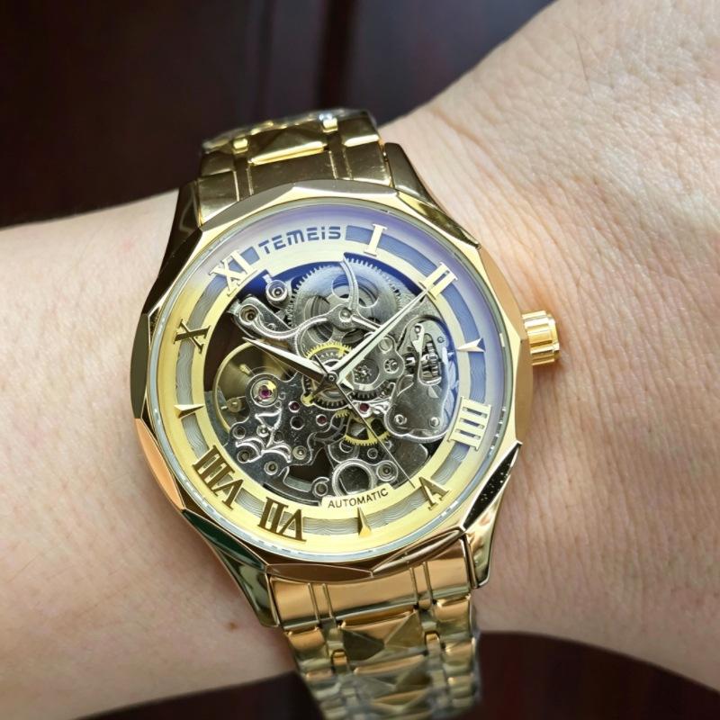 Official Genuine Temeshi Watch Fashion Simple Famous Watch Waterproof Mechanical Full Hollow Men S Butterfly Buckle Watch Men S