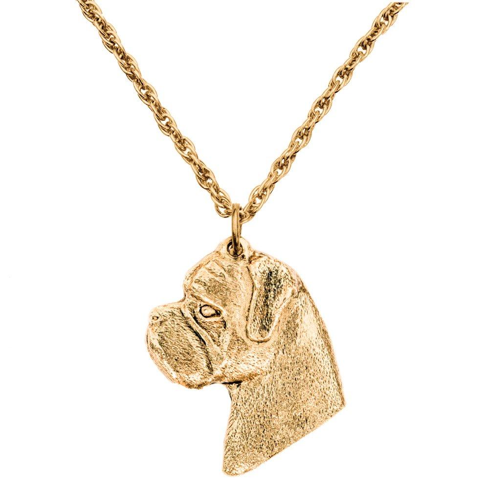Boxer (head) British-made Art Dog Pendant Necklace Collection