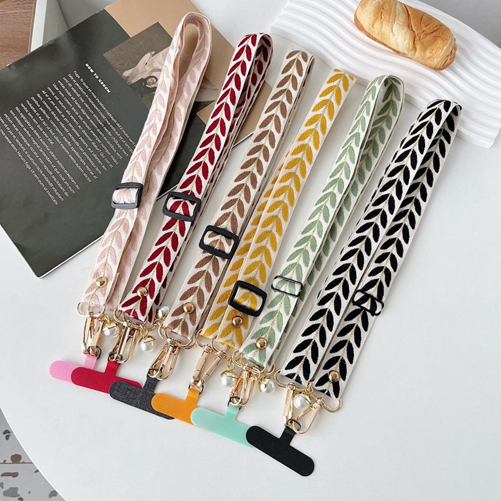 Universal Adjustable Mobile Phone Lanyard for Women Crossbody Single Shoulder Neck Strap Pearl Pendant Hanging Loss Rope