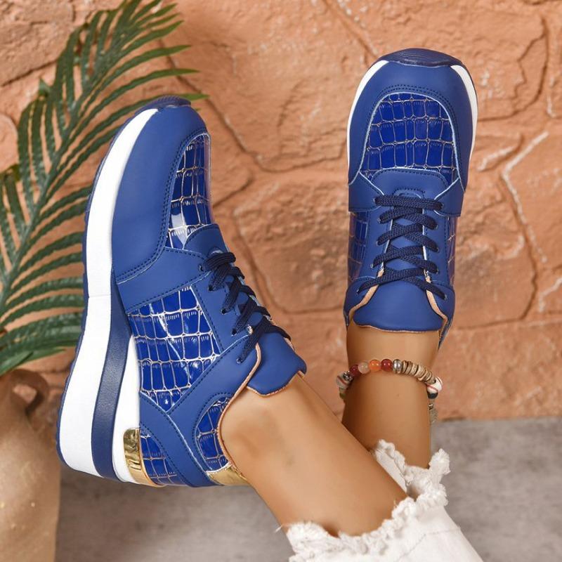 

Spring, autumn and winter new women s sports and leisure shoes color matching plaid large size sports shoes 43 синий