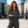 Relaxed Fit Pullover Top Women Leopard Print Hoodie, Oversized Half Zip Hooded Sweatshirt with Spring Autumn Kangaroo Pocket, Fall Long Sleeve Casual