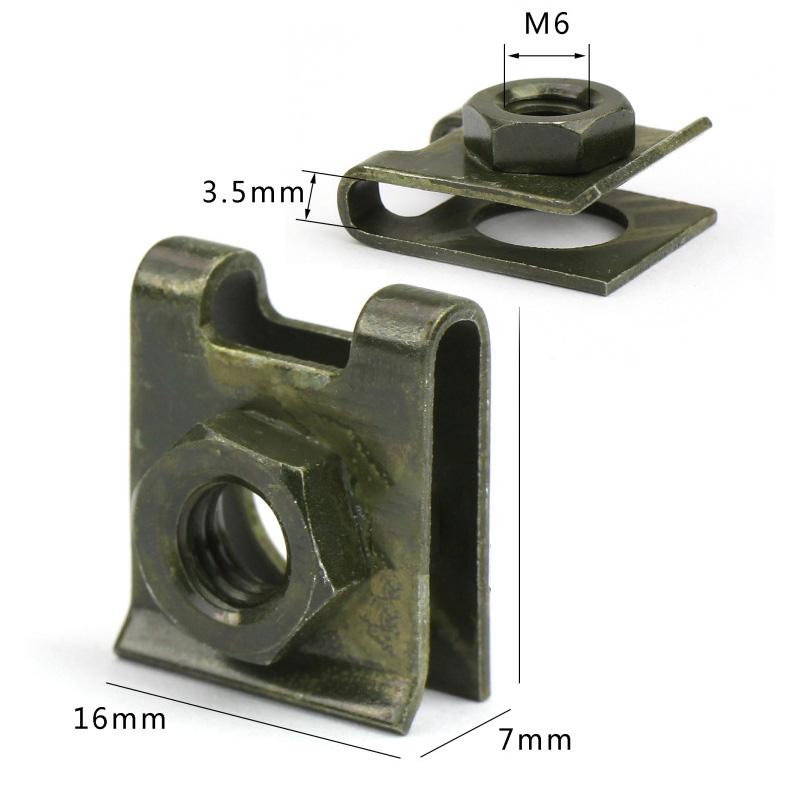 10pcs Car Motorcycle Scooter ATV Moped E-bike Plastic Cover Metal Retainer 6mm U-Type Clips with Nut M6