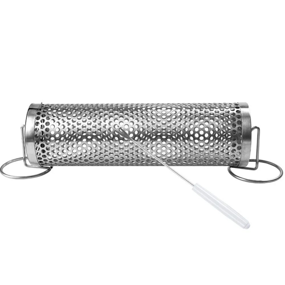 Stainless Steel Barbecue Cage Cylinder Barbecue Grill Tube Net Portable BBQ Basket  Party