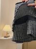 Plus Size A-line Polka Dot Wool Pleated Skirt - High Waist, Slimming, Spring/Autumn Wear
