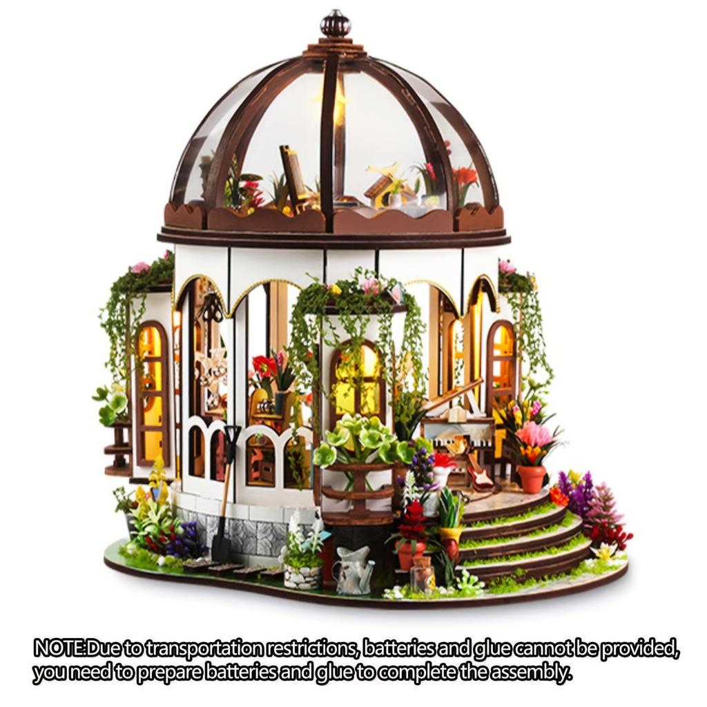 This Mini Greenhouse Doll House Kit Is a 3D Wooden Puzzle Book Corner Rack Insert, Light Brown Desktop Decoration Model, Suitable for Adults