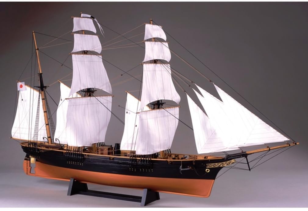 Woody Joe 1/75 Kanrin Maru (with sails) Wooden Model Assembly Kit (Ship)