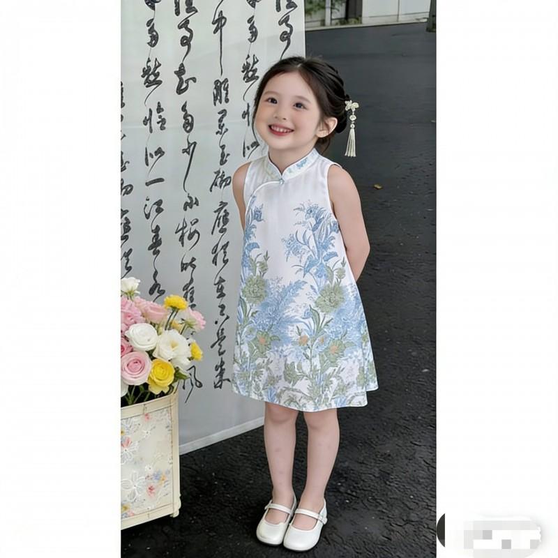 Girls Chinese Style Cheongsam Dress Kids Party Birthday Princess Gown