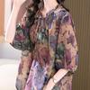 Elegant Vintage Loose Floral Chiffon Blouse for Women, Perfect Summer Top for Moms