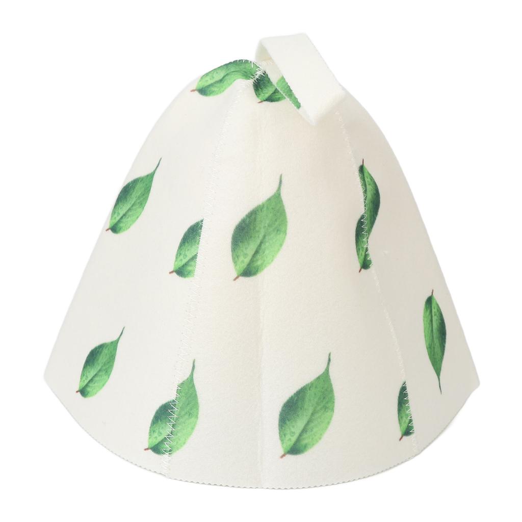 Saunahut Universal Stilvoll Niedlich Grüner Blattdruck Wasseraufnahme Schützender Filz Badehut für
