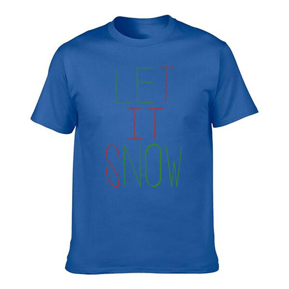 Unisexs Cotton Tshirt Let It Snow Print Casual Short Sleeve Top For Winter Holiday Christmas Daily Wear