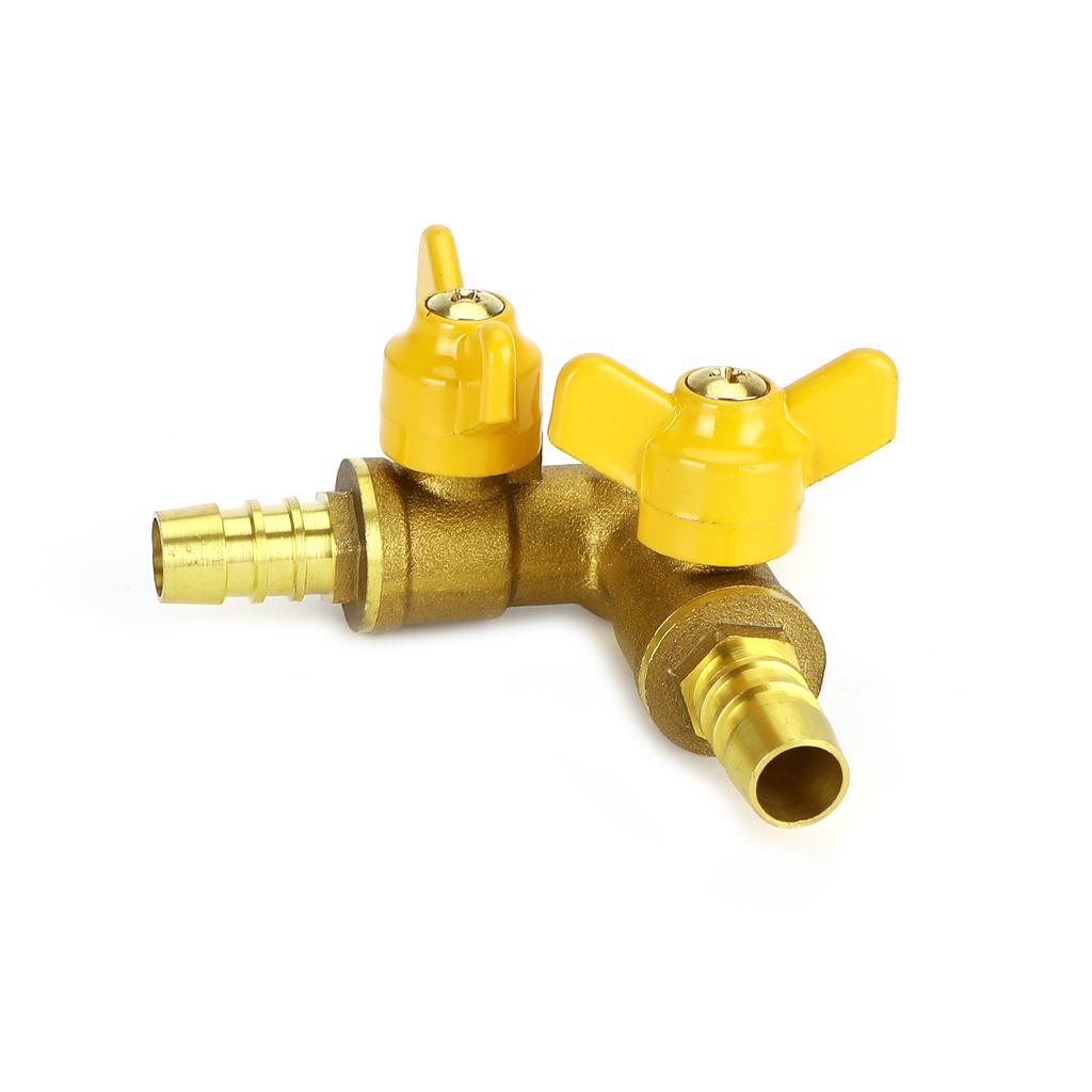 3/8" Hose Barb Ball Valve Y Shaped 3 Way Connector Barb Brass Fitting OD 11mm