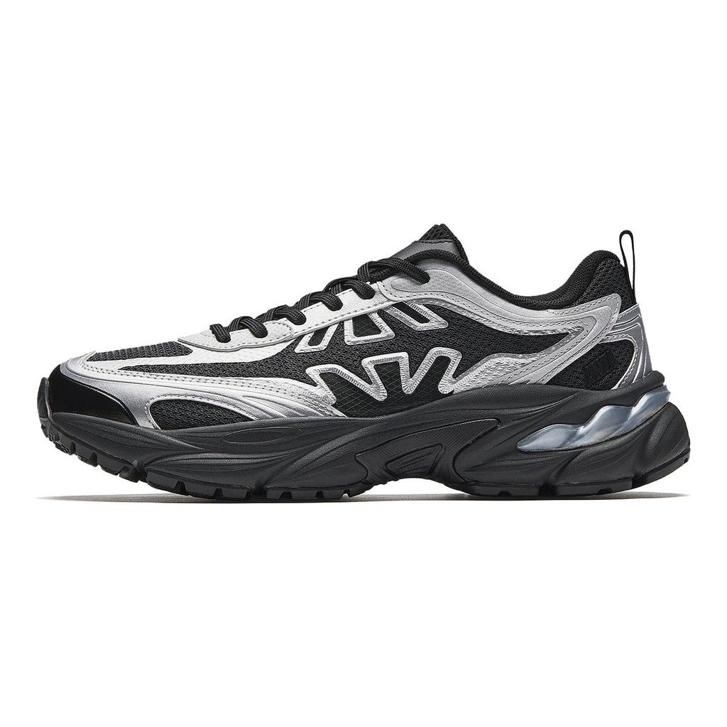 Anta Fishbone Abrasion Resistant Lightweight Breathable Casual Shoes Men's Black Silver 912628899-4