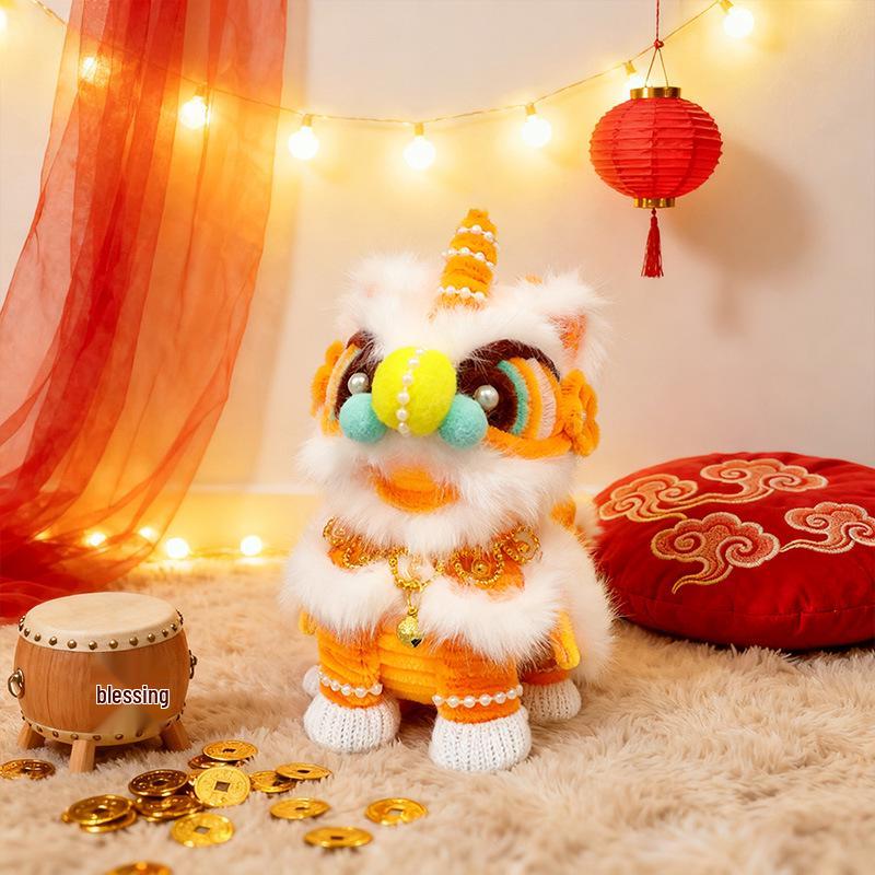 Peluche Lanterna Danza del Leone Luminosa - Ornamento da Appendere per Bambini Capodanno