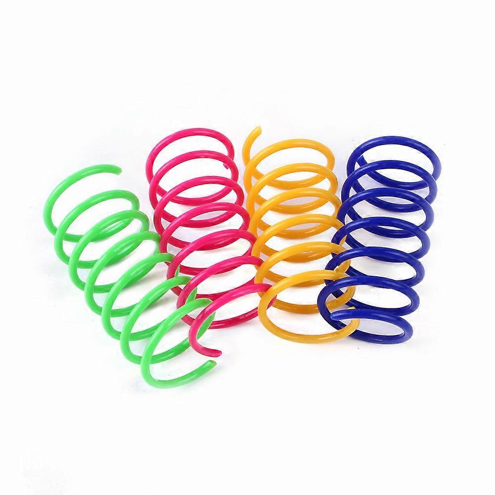 60 PCS Cat Spring Toy Plastic Colorful Coil Spiral Springs Pet Action Wide