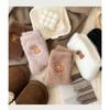 10-1 pairs Autumn and Winter Coffee Colored Cartoon Cow Embroidery Women's Socks with Thick Velvet and Warm Socks for Home Flooring, Mid Tube Socks
