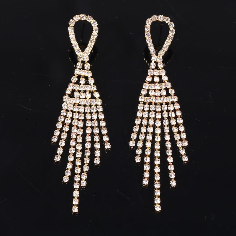 Übertriebene Full-Diamond-Fransenohrringe Damen-Lange Stecker-Ohrringe Dongdaemun Temperament-Ohrringe Ohrringe