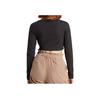 Adidas Originals Clover Series Cropped Single-Breasted Long Sleeve T-Shirt Women Tops Black IC5473
