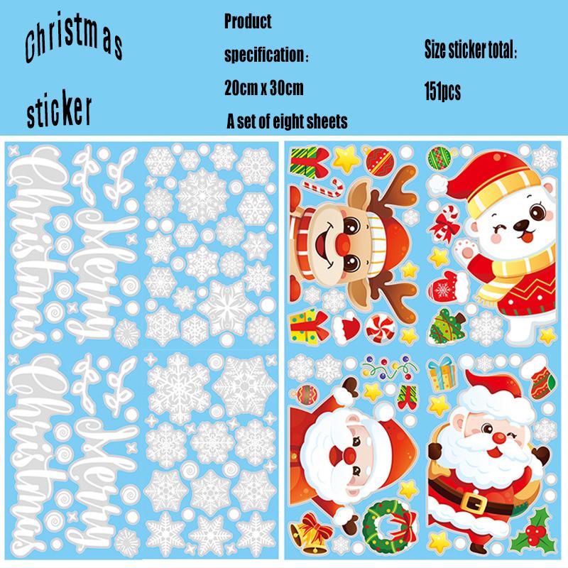 3D Snowflake Window Stickers 4/8/9 Sheets Christmas Window Stickers Reusable PVC White Snowflakes Christmas Room Decoration
