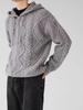 Men's Retro Cable Knit Hooded Cardigan - Autumn/Winter Thick, Trendy Loose Fit Outerwear